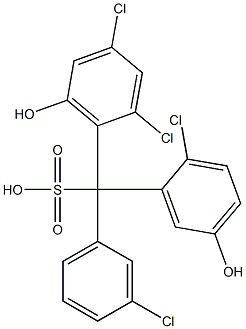 (3-Chlorophenyl)(2-chloro-5-hydroxyphenyl)(2,4-dichloro-6-hydroxyphenyl)methanesulfonic acid 구조식 이미지