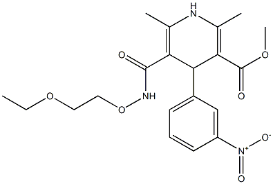2,6-Dimethyl-4-(3-nitrophenyl)-5-[[(2-ethoxyethoxy)amino]carbonyl]-1,4-dihydropyridine-3-carboxylic acid methyl ester 구조식 이미지