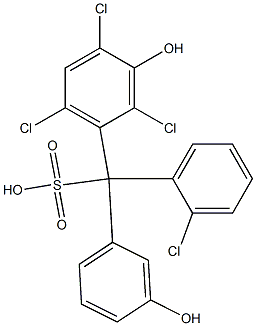 (2-Chlorophenyl)(2,4,6-trichloro-3-hydroxyphenyl)(3-hydroxyphenyl)methanesulfonic acid 구조식 이미지