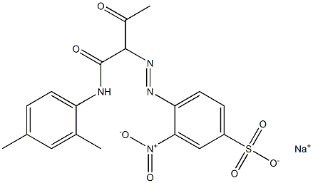 4-[1-[N-(2,4-Xylyl)carbamoyl]-2-oxopropylazo]-3-nitrobenzenesulfonic acid sodium salt Structure