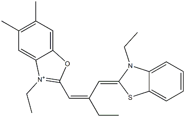 3-Ethyl-2-[2-[(3-ethylbenzothiazol-2(3H)-ylidene)methyl]-1-butenyl]-5,6-dimethylbenzoxazol-3-ium Structure