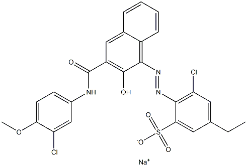 3-Chloro-5-ethyl-2-[[3-[[(3-chloro-4-methoxyphenyl)amino]carbonyl]-2-hydroxy-1-naphtyl]azo]benzenesulfonic acid sodium salt Structure