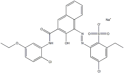 4-Chloro-2-ethyl-6-[[3-[[(2-chloro-5-ethoxyphenyl)amino]carbonyl]-2-hydroxy-1-naphtyl]azo]benzenesulfonic acid sodium salt 구조식 이미지