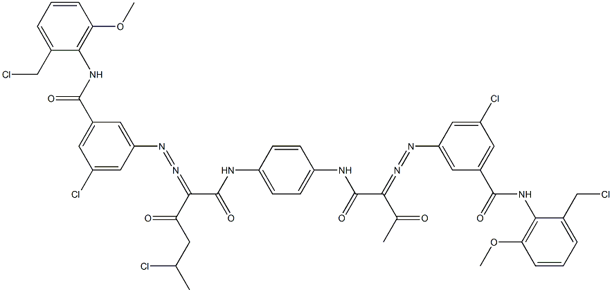 3,3'-[2-(1-Chloroethyl)-1,4-phenylenebis[iminocarbonyl(acetylmethylene)azo]]bis[N-[2-(chloromethyl)-6-methoxyphenyl]-5-chlorobenzamide] 구조식 이미지