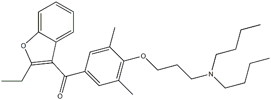 2-Ethyl-3-[3,5-dimethyl-4-[3-(dibutylamino)propoxy]benzoyl]benzofuran 구조식 이미지