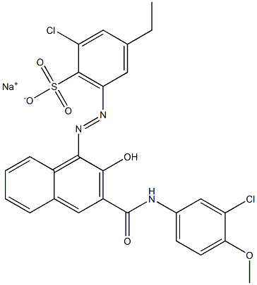 2-Chloro-4-ethyl-6-[[3-[[(3-chloro-4-methoxyphenyl)amino]carbonyl]-2-hydroxy-1-naphtyl]azo]benzenesulfonic acid sodium salt Structure