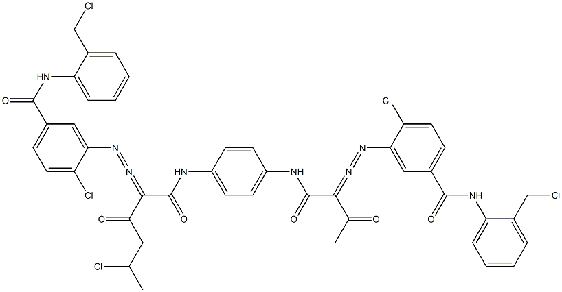 3,3'-[2-(1-Chloroethyl)-1,4-phenylenebis[iminocarbonyl(acetylmethylene)azo]]bis[N-[2-(chloromethyl)phenyl]-4-chlorobenzamide] 구조식 이미지