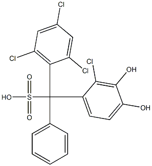 (2-Chloro-3,4-dihydroxyphenyl)(2,4,6-trichlorophenyl)phenylmethanesulfonic acid Structure