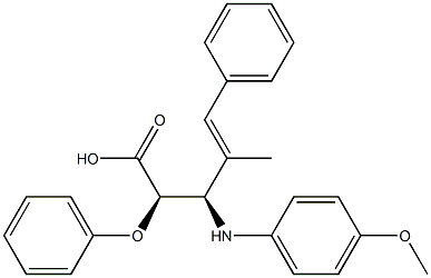 (2R,3R)-4-Methyl-2-phenoxy-3-(4-methoxyphenylamino)-5-phenyl-4-pentenoic acid Structure