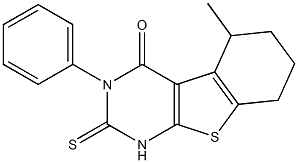 1,2,5,6,7,8-Hexahydro-3-phenyl-5-methyl-2-thioxo[1]benzothieno[2,3-d]pyrimidin-4(3H)-one 구조식 이미지