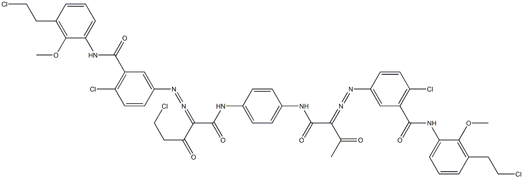 3,3'-[2-(Chloromethyl)-1,4-phenylenebis[iminocarbonyl(acetylmethylene)azo]]bis[N-[3-(2-chloroethyl)-2-methoxyphenyl]-6-chlorobenzamide] Structure