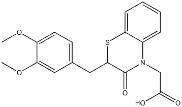2-(3,4-Dimethoxybenzyl)-2,3-dihydro-3-oxo-4H-1,4-benzothiazine-4-acetic acid 구조식 이미지