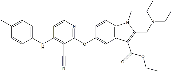 1-Methyl-2-[(diethylamino)methyl]-5-[3-cyano-4-[(4-methylphenyl)amino]pyridin-2-yloxy]-1H-indole-3-carboxylic acid ethyl ester Structure