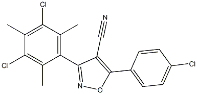 5-(4-Chlorophenyl)-3-(3,5-dichloro-2,4,6-trimethylphenyl)-isoxazole-4-carbonitrile 구조식 이미지