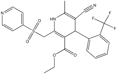 5-Cyano-1,4-dihydro-6-methyl-2-[(4-pyridinylsulfonyl)methyl]-4-(2-trifluoromethylphenyl)pyridine-3-carboxylic acid ethyl ester Structure