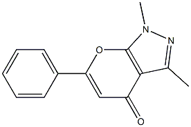 1,3-Dimethyl-6-phenylpyrano[2,3-c]pyrazol-4(1H)-one 구조식 이미지