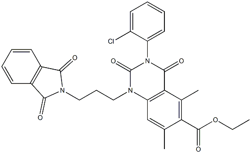 1,2,3,4-Tetrahydro-3-(2-chlorophenyl)-1-[3-(1,3-dioxoisoindolin-2-yl)propyl]-5,7-dimethyl-2,4-dioxoquinazoline-6-carboxylic acid ethyl ester 구조식 이미지