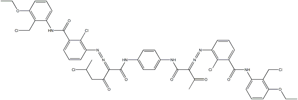 3,3'-[2-(1-Chloroethyl)-1,4-phenylenebis[iminocarbonyl(acetylmethylene)azo]]bis[N-[2-(chloromethyl)-3-ethoxyphenyl]-2-chlorobenzamide] 구조식 이미지