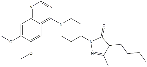 2-[1-(6,7-Dimethoxyquinazolin-4-yl)piperidin-4-yl]-4-butyl-5-methyl-2,4-dihydro-3-oxo-3H-pyrazole 구조식 이미지