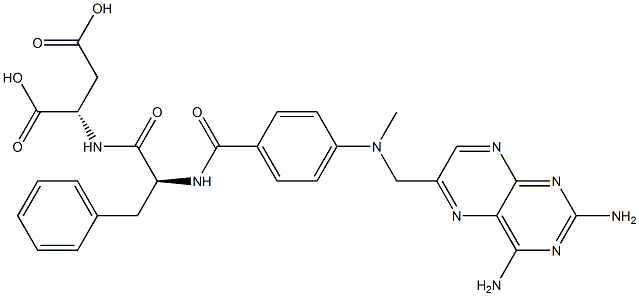 N-[N-[p-[[(2,4-Diamino-6-pteridinyl)methyl]methylamino]benzoyl]-3-phenyl-L-alanyl]-L-aspartic acid 구조식 이미지