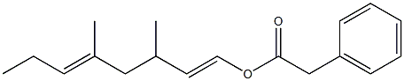 Phenylacetic acid 3,5-dimethyl-1,5-octadienyl ester 구조식 이미지