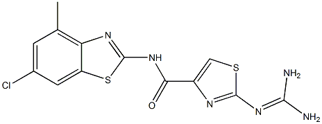2-(Diaminomethyleneamino)-N-(6-chloro-4-methyl-2-benzothiazolyl)thiazole-4-carboxamide 구조식 이미지