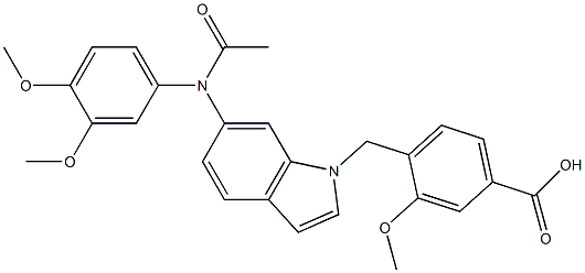 4-[6-(3,4-Dimethoxyphenylacetylamino)-1H-indol-1-ylmethyl]-3-methoxybenzoic acid 구조식 이미지