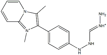 1,3-Dimethyl-2-[4-[2-(aminoiminiomethyl)hydrazino]phenyl]imidazo[1,2-a]pyridin-1-ium 구조식 이미지