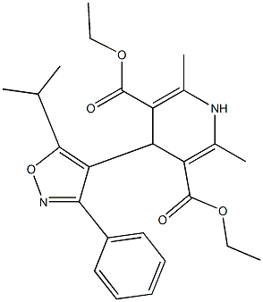 1,4-Dihydro-2,6-dimethyl-4-(5-isopropyl-3-phenyl-4-isoxazolyl)pyridine-3,5-dicarboxylic acid diethyl ester Structure
