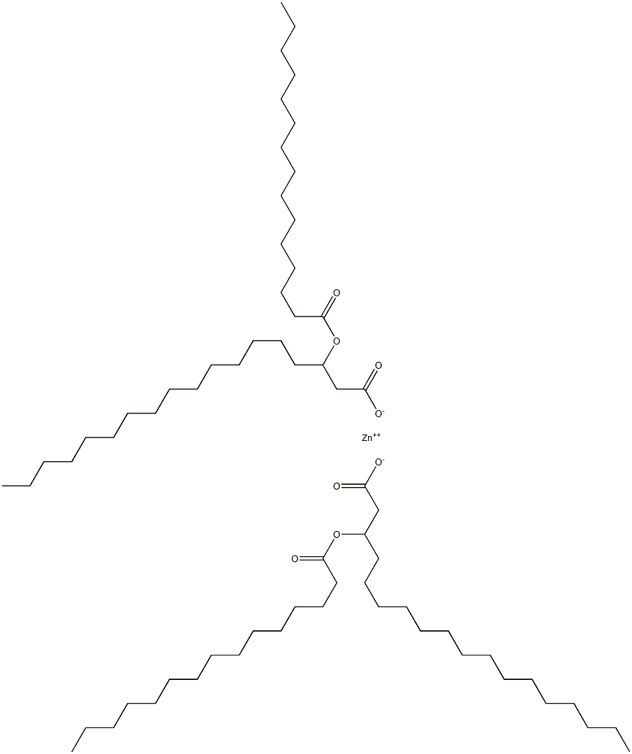 Bis(3-pentadecanoyloxyoctadecanoic acid)zinc salt Structure