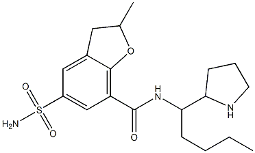 2,3-Dihydro-2-methyl-5-(aminosulfonyl)-N-[1-butyl-2-pyrrolidinylmethyl]benzofuran-7-carboxamide Structure