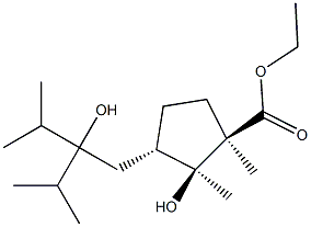 (1R,2S,3S)-2-Hydroxy-3-(2-hydroxy-3-methyl-2-isopropylbutyl)-1,2-dimethylcyclopentane-1-carboxylic acid ethyl ester 구조식 이미지