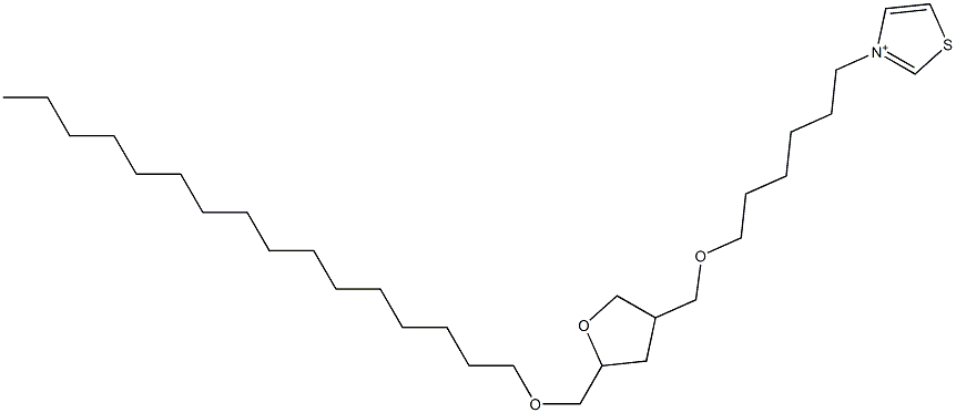 3-[6-[[Tetrahydro-5-hexadecyloxymethylfuran]-3-ylmethoxy]hexyl]thiazolium Structure