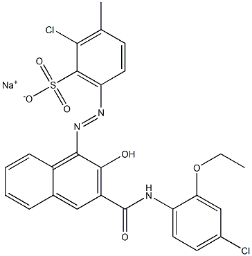 2-Chloro-3-methyl-6-[[3-[[(4-chloro-2-ethoxyphenyl)amino]carbonyl]-2-hydroxy-1-naphtyl]azo]benzenesulfonic acid sodium salt Structure