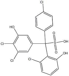 (4-Chlorophenyl)(2-chloro-6-hydroxyphenyl)(3,4-dichloro-5-hydroxyphenyl)methanesulfonic acid 구조식 이미지