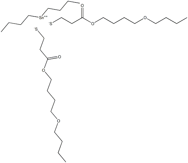 Dibutyltin(IV)bis[3-(4-butoxybutoxy)-3-oxopropane-1-thiolate] Structure