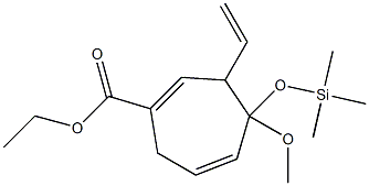 4-Methoxy-4-(trimethylsilyloxy)-3-ethenyl-1,5-cycloheptadiene-1-carboxylic acid ethyl ester 구조식 이미지