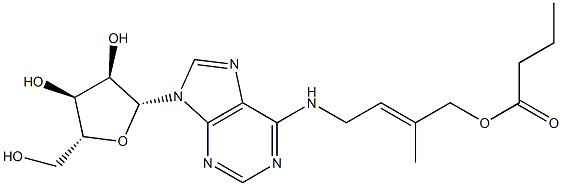 N-[(E)-3-Methyl-4-butanoyloxy-2-butenyl]adenosine 구조식 이미지