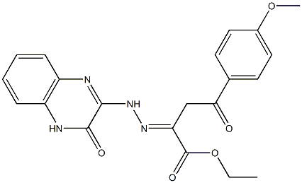 2-[2-(3,4-Dihydro-3-oxoquinoxaline-2-yl)hydrazono]-4-oxo-4-(4-methoxyphenyl)butyric acid ethyl ester Structure