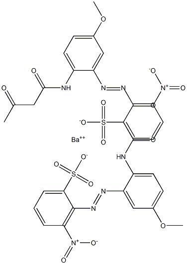 Bis[2-[2-(1,3-dioxobutylamino)-5-methoxyphenylazo]-3-nitrobenzenesulfonic acid]barium salt Structure