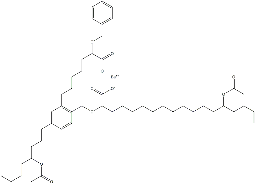 Bis(2-benzyloxy-14-acetyloxystearic acid)barium salt Structure