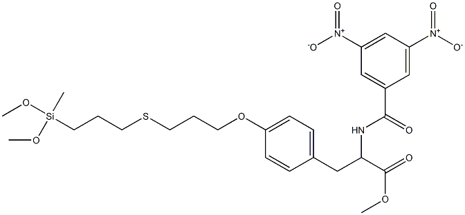 N-[1-Methoxycarbonyl-2-[4-[[3-[[3-(methyldimethoxysilyl)propyl]thio]propyl]oxy]phenyl]ethyl]-3,5-dinitrobenzamide 구조식 이미지