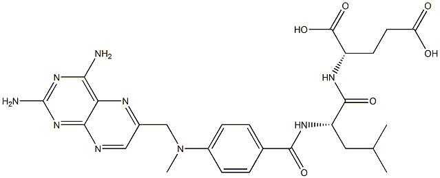 N-[N-[4-[[(2,4-Diaminopteridin-6-yl)methyl]methylamino]benzoyl]-L-leucyl]-L-glutamic acid 구조식 이미지