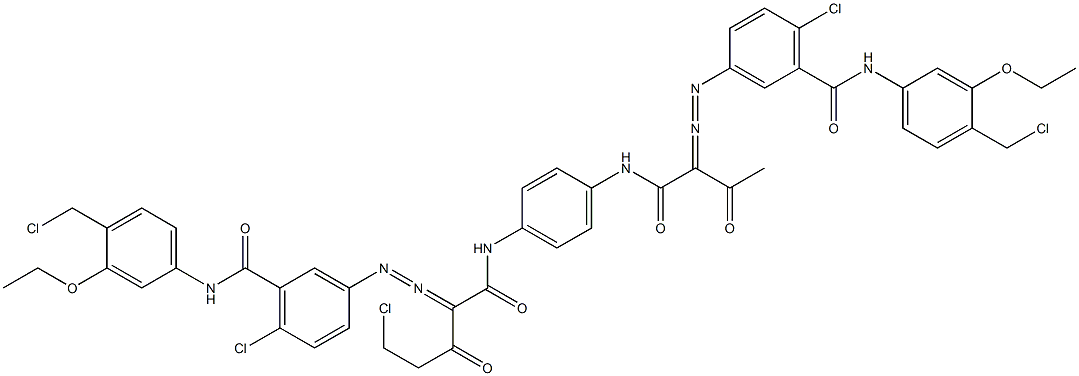 3,3'-[2-(Chloromethyl)-1,4-phenylenebis[iminocarbonyl(acetylmethylene)azo]]bis[N-[4-(chloromethyl)-3-ethoxyphenyl]-6-chlorobenzamide] 구조식 이미지