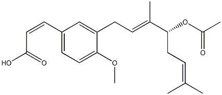 3-[(2E,4R)-3,7-Dimethyl-4-acetoxy-2,6-octadien-1-yl]-4-methoxy-cis-cinnamic acid 구조식 이미지