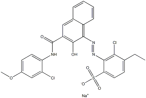 3-Chloro-4-ethyl-2-[[3-[[(2-chloro-4-methoxyphenyl)amino]carbonyl]-2-hydroxy-1-naphtyl]azo]benzenesulfonic acid sodium salt Structure