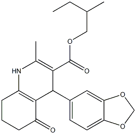 1,4,5,6,7,8-Hexahydro-5-oxo-2-methyl-4-(1,3-benzodioxol-5-yl)quinoline-3-carboxylic acid (2-methylbutyl) ester Structure