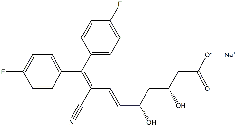 (3R,5S,6E)-8-Cyano-9,9-bis(4-fluorophenyl)-3,5-dihydroxy-6,8-nonadienoic acid sodium salt 구조식 이미지