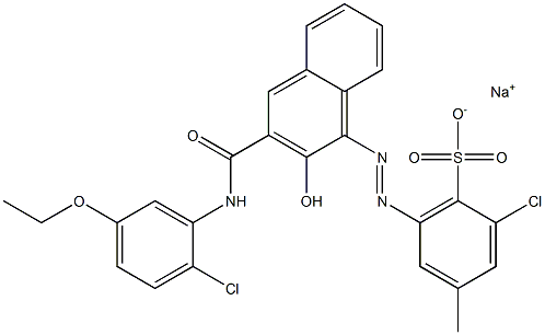 2-Chloro-4-methyl-6-[[3-[[(2-chloro-5-ethoxyphenyl)amino]carbonyl]-2-hydroxy-1-naphtyl]azo]benzenesulfonic acid sodium salt 구조식 이미지