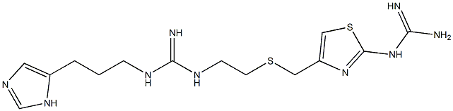 1-[2-[2-(Aminoiminomethylamino)-4-thiazolylmethylthio]ethyl]-3-[3-(1H-imidazol-5-yl)propyl]guanidine 구조식 이미지